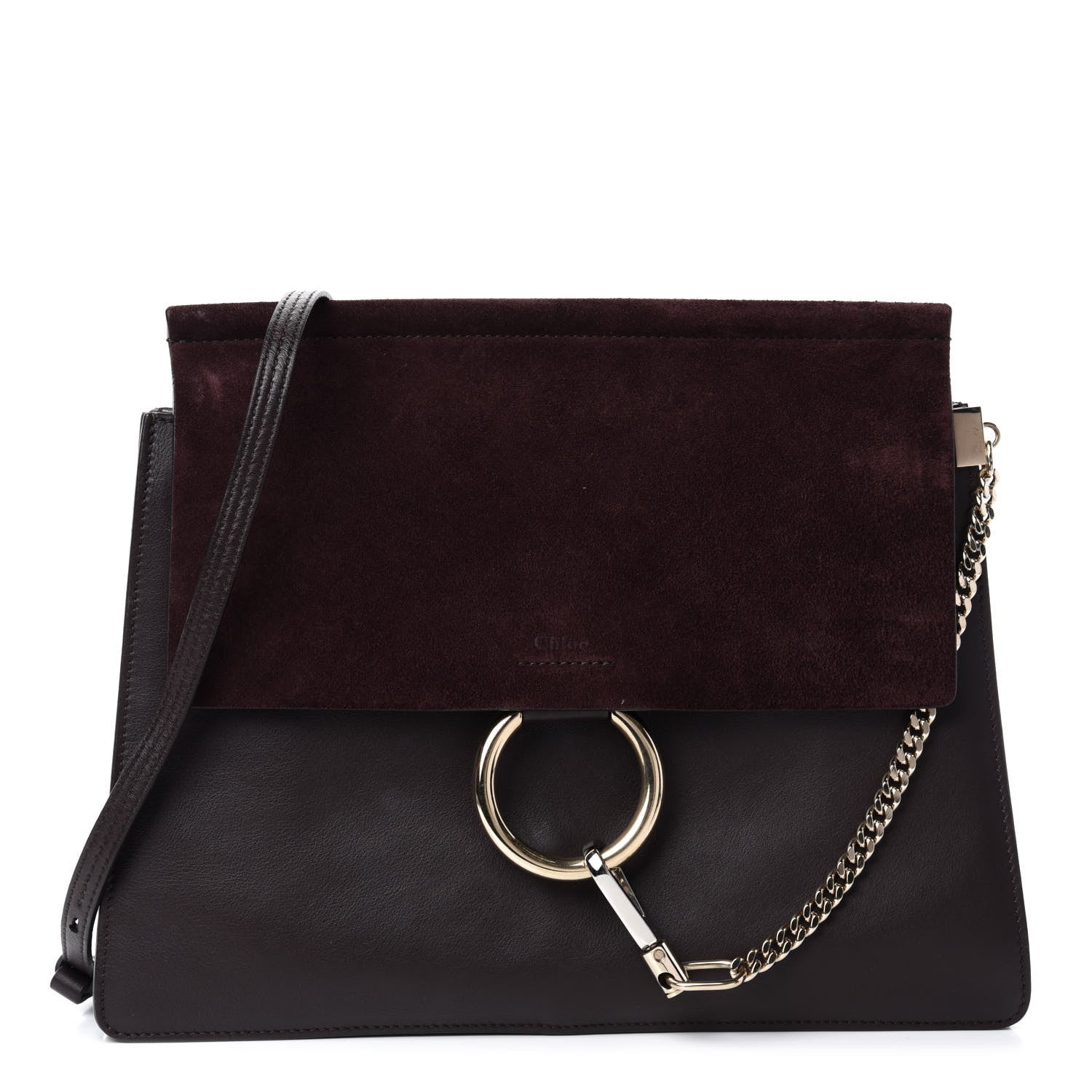 Chloe Suede Calfskin Medium Faye Shoulder Bag Dark Purple 1 of 10