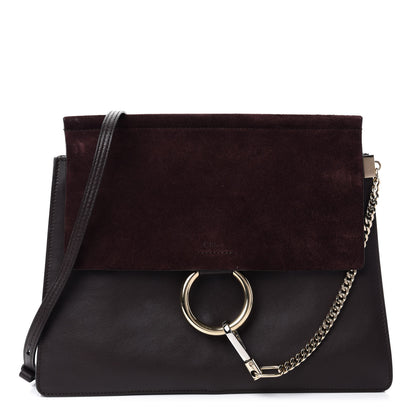 Chloe Suede Calfskin Medium Faye Shoulder Bag Dark Purple 1 of 10