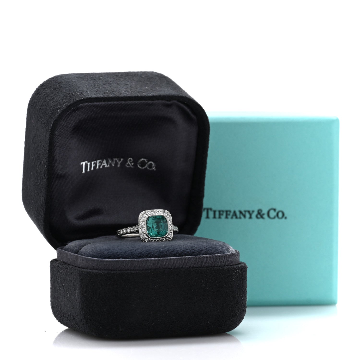 Tiffany Platinum Diamond Green Tourmaline Legacy Ring 46 3.75 7 of 7