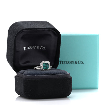 Tiffany Platinum Diamond Green Tourmaline Legacy Ring 46 3.75 7 of 7