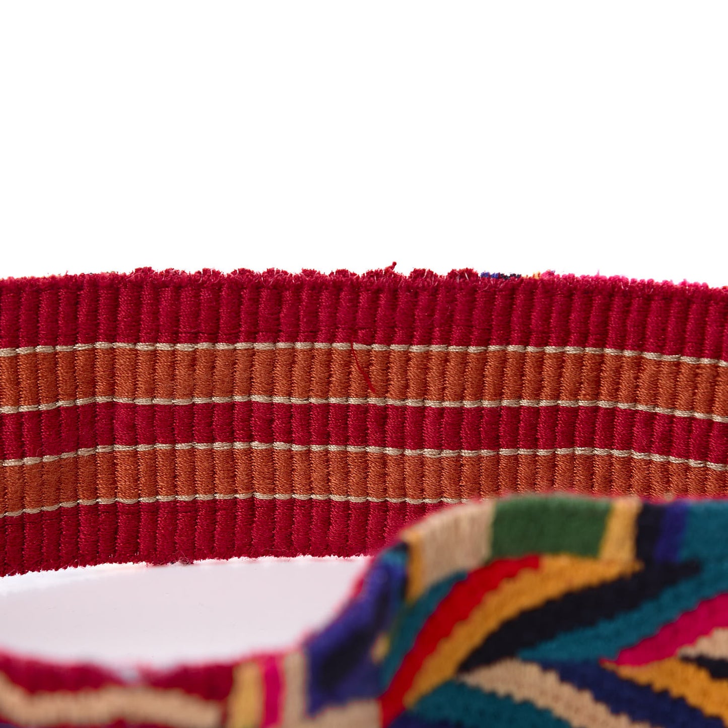 Canvas Geometric Embroidered Rockstud Guitar Strap Multicolor
