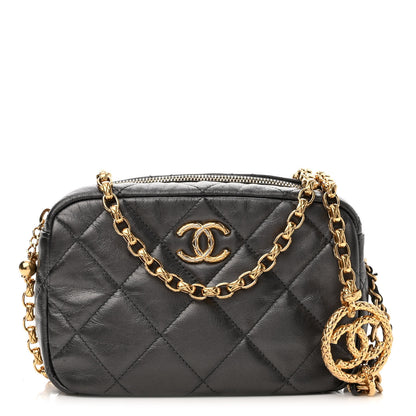 Chanel Metallic Calfskin Pearl Quilted CC Mini Camera Case Ruthenium 1 of 12