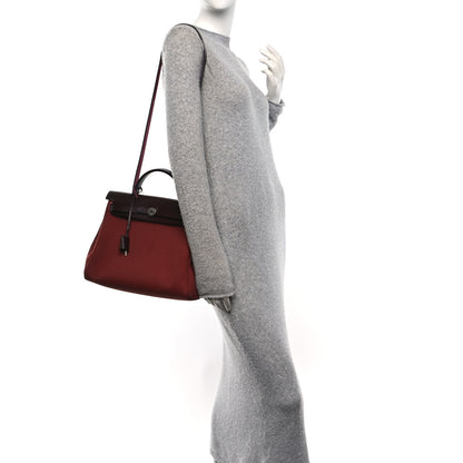 Hermes Military Toile Vache Hunter Herbag Zip Retourne 31 PM Rouge H Ebene 2 of 10