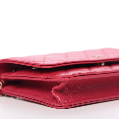 Chanel Caviar Quilted Wallet On Chain WOC Dark Pink 9 of 12