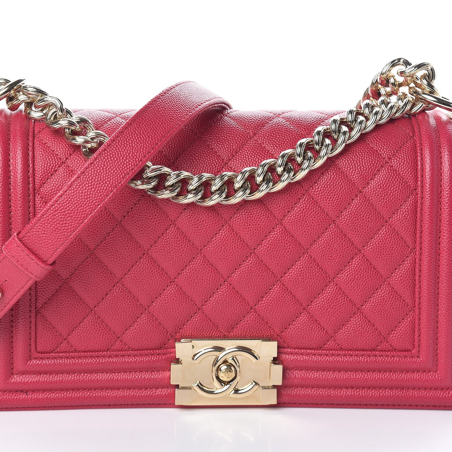 Caviar Quilted Medium Boy Flap Dark Pink