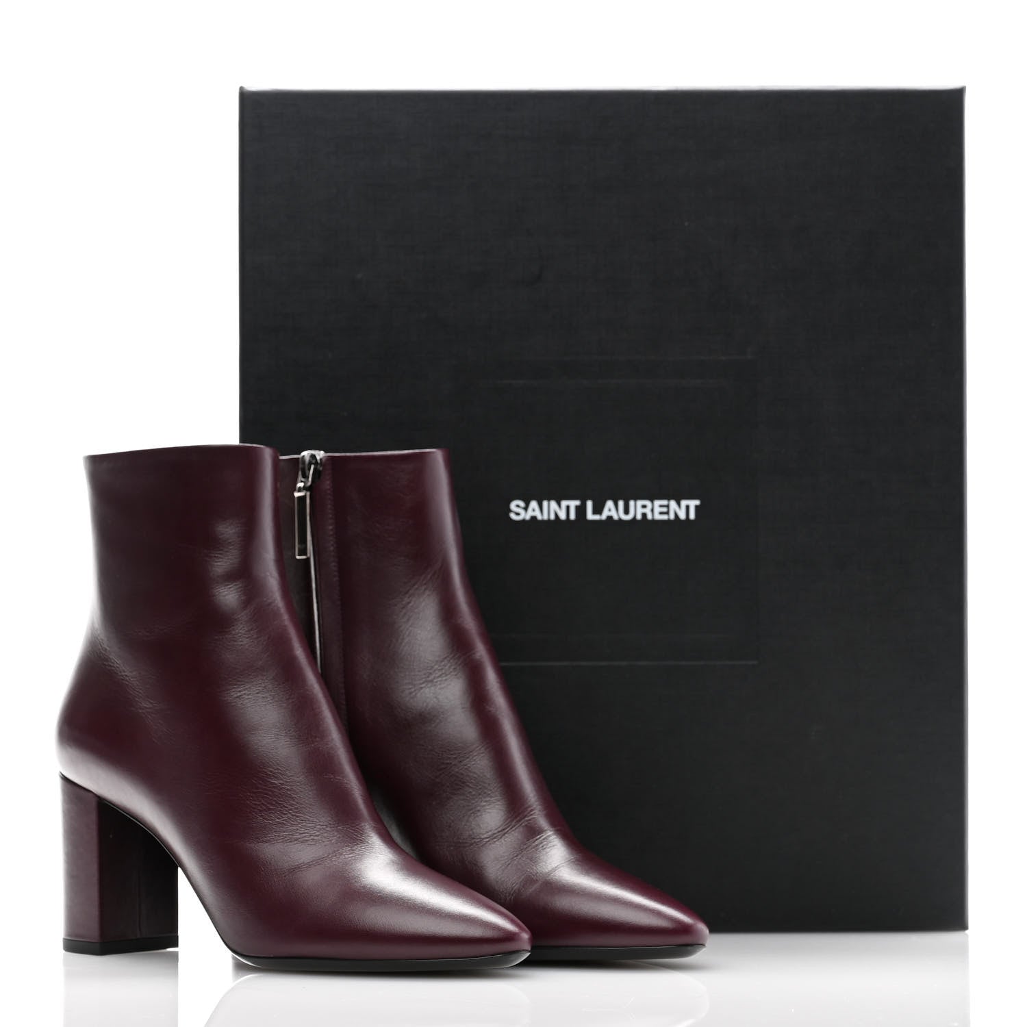Saint Laurent Nappa Lou 75 Ankle Zip Boot 37 Dark Violet 10 of 10