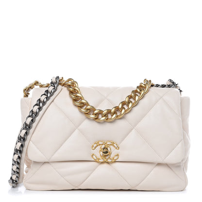 Chanel Lambskin Quilted Large 19 Flap Light Beige 1 of 9