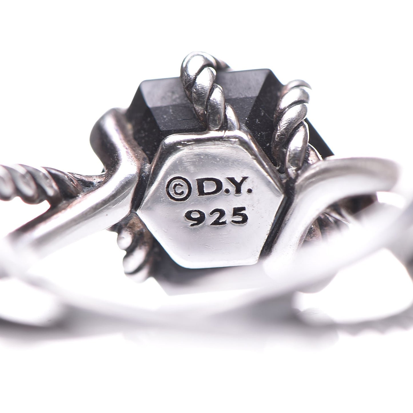 Sterling Silver Diamond Black Onyx 10mm Cable Wrap Ring 54.5 7