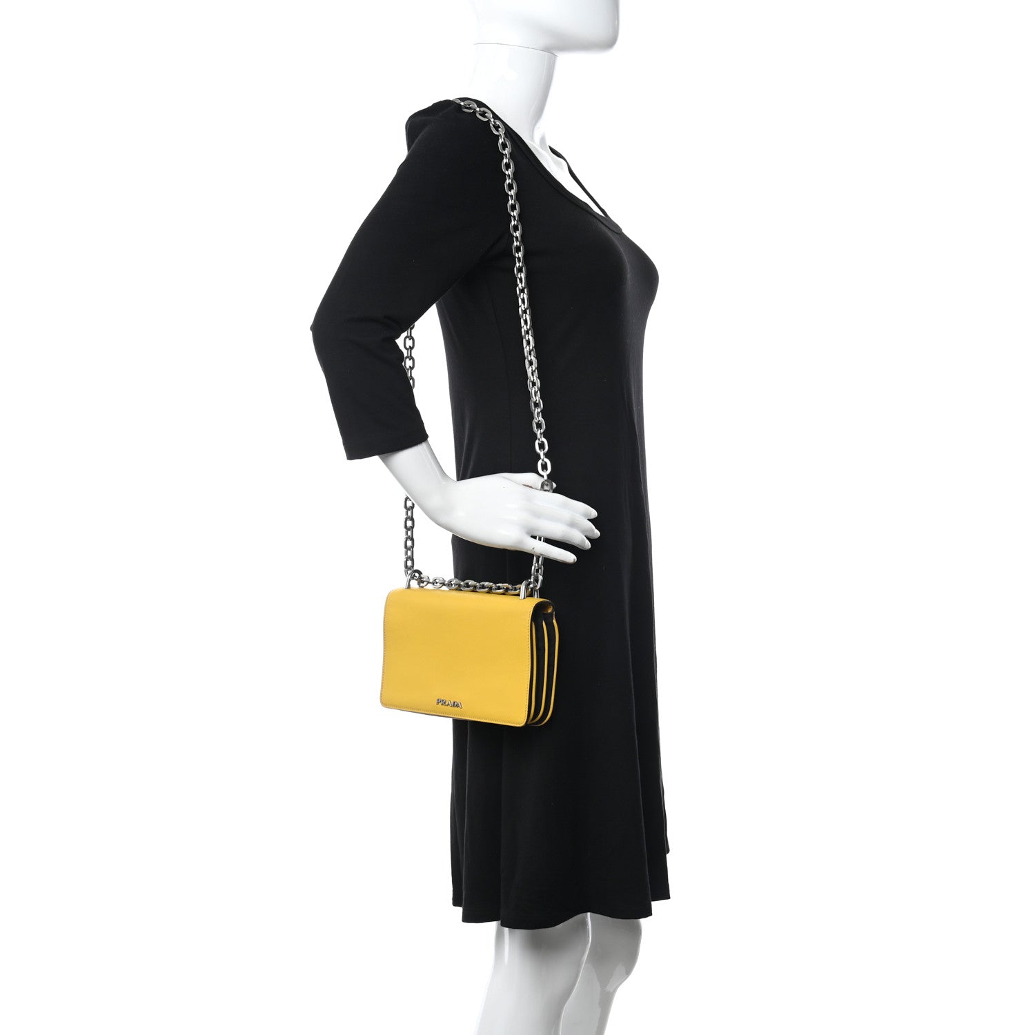 Prada Saffiano Chain Shoulder Bag Sole 2 of 12