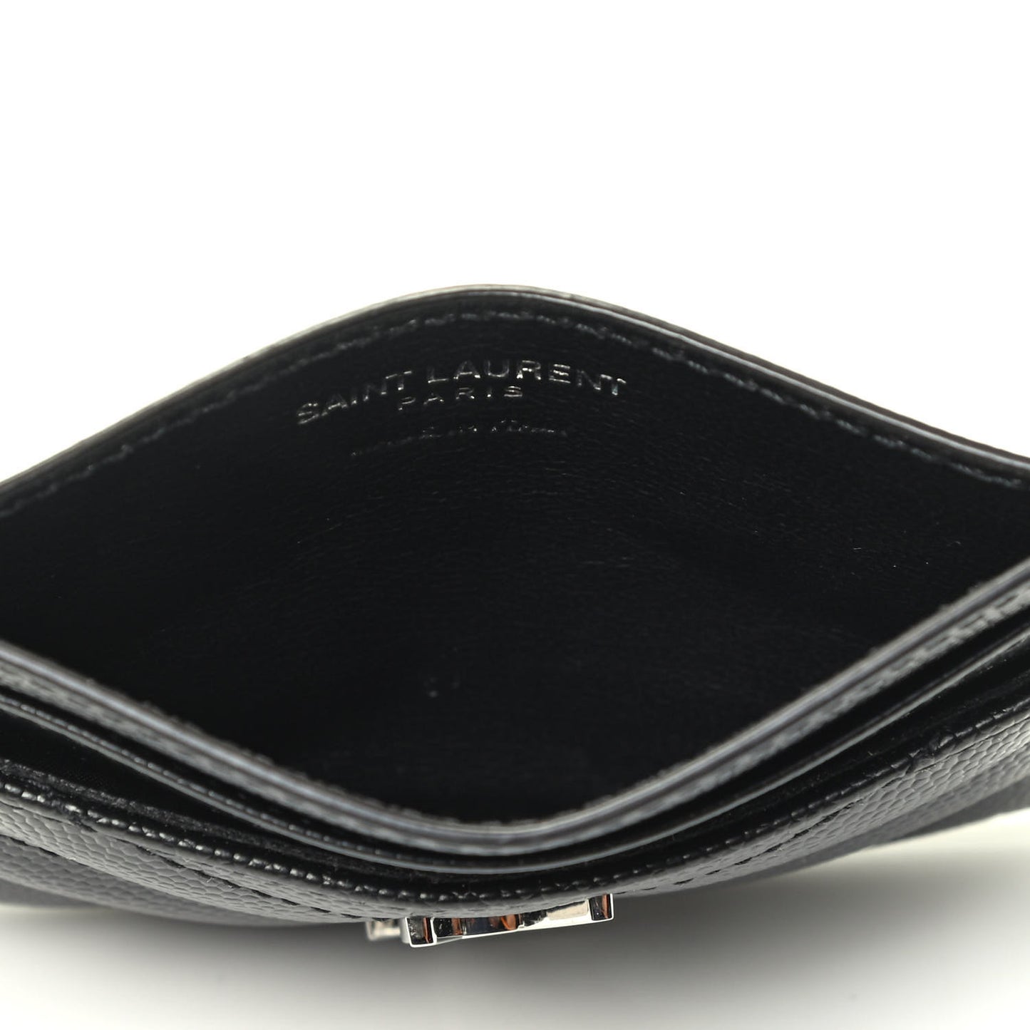 Grain De Poudre Matelasse Chevron Monogram Credit Card Case Black