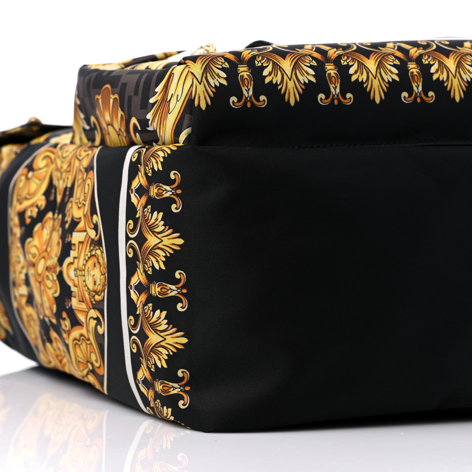 Fendi X VERSACE Silk Vitello Fendace FF Baroque Backpack Tobacco Black Gold 7 of 8