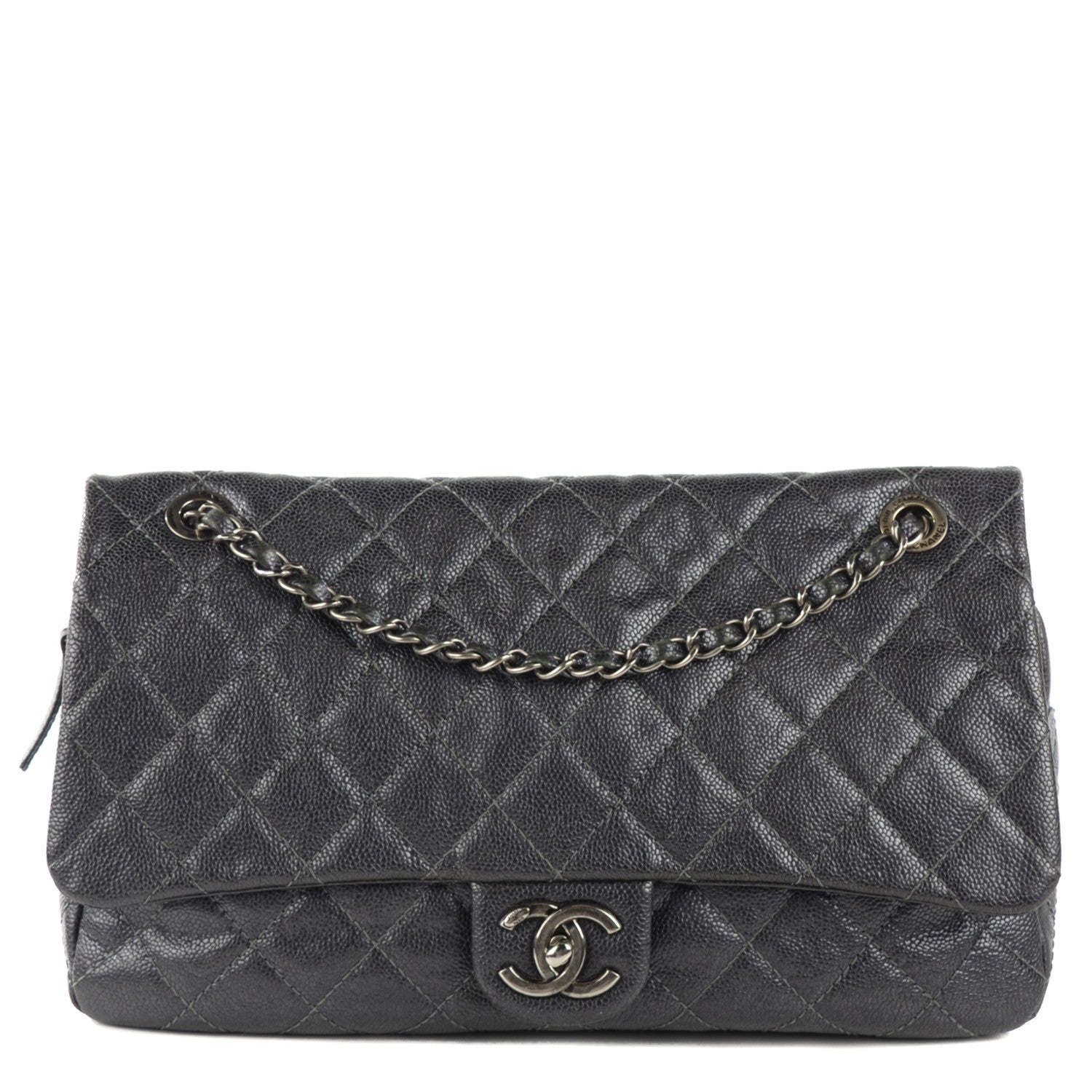 Chanel Iridescent Caviar Quilted Large Chic Flap Dark Silver 1 of 8