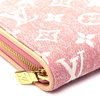 Louis Vuitton Denim Monogram Jacquard Zippy Wallet Pink 6 of 7