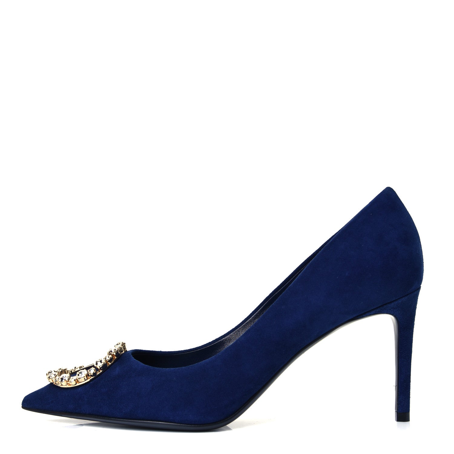 Louis Vuitton Suede Baby Goat Swarovski Crystal Madeleine Pumps 39 Marine 1 of 4