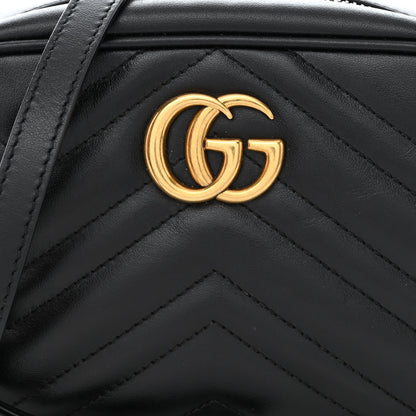 Gucci Calfskin Matelasse Mini GG Marmont Chain Shoulder Bag Black 8 of 10