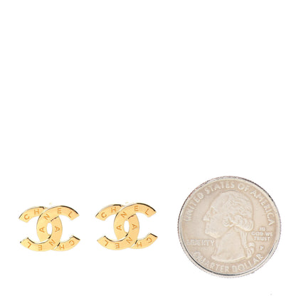 Chanel Metal CC Paris Button Stud Earrings Gold 2 of 5