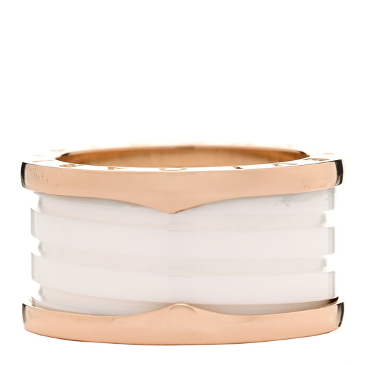 18K Rose Gold White Ceramic B.Zero1 Four-Band Ring 56 7.5