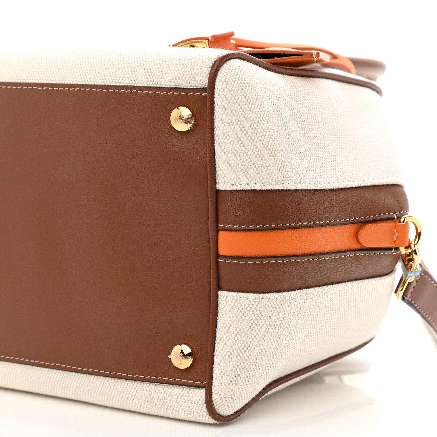 Burberry Cotton Canvas Small Logo Cube Bag Natural Tan 9 of 9
