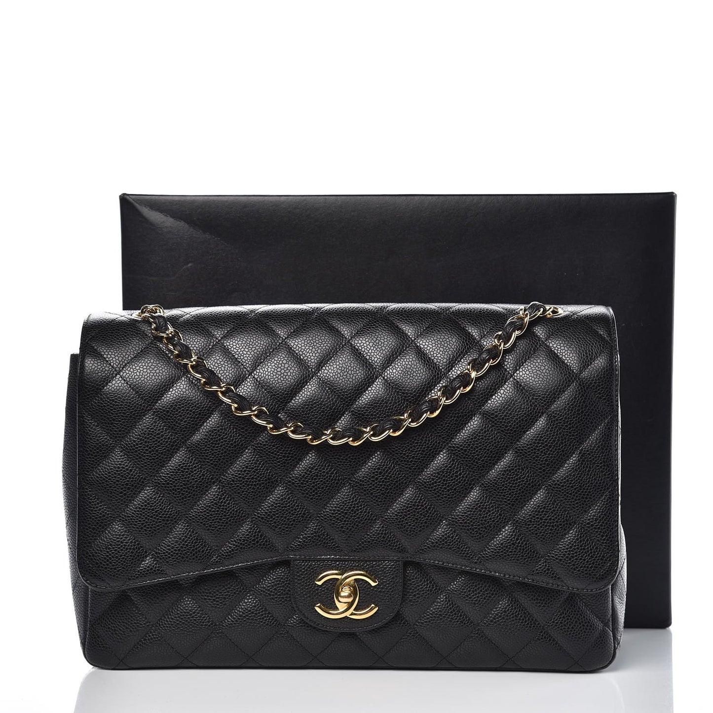 Caviar Quilted Maxi Double Flap Black