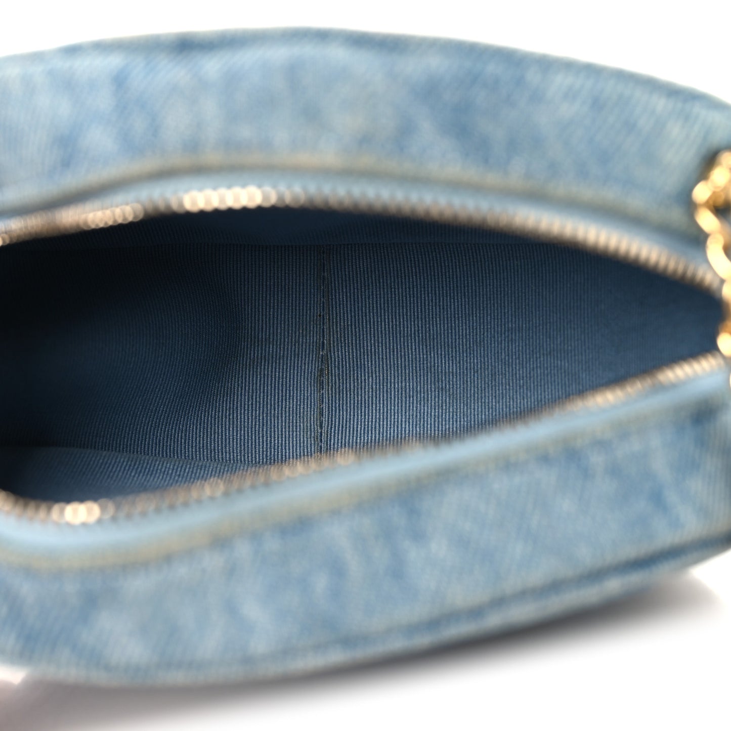 Denim Printed Chain Clutch Dark Blue