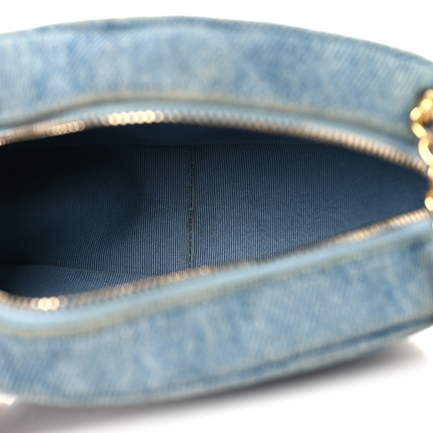 Chanel Denim Printed Chain Clutch Dark Blue 5 of 10
