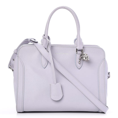 Alexander McQueen ALEXANDER MCQUEEN Pebbled Calfskin Small Skull Padlock Zip Around Tote Lavender 1 of 7
