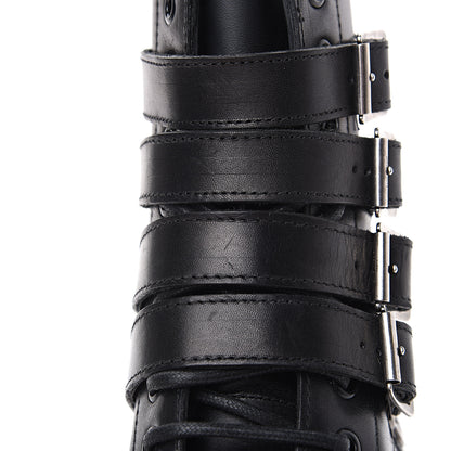 Saint Laurent Smooth Calfskin Studded Strap Rangers Boots 36.5 Black 7 of 9