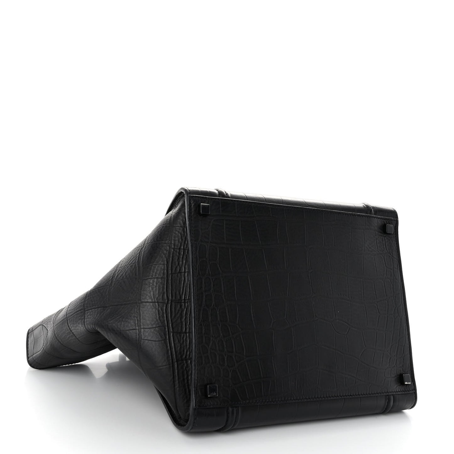 Crocodile Embossed Calfskin Medium Phantom Luggage Black