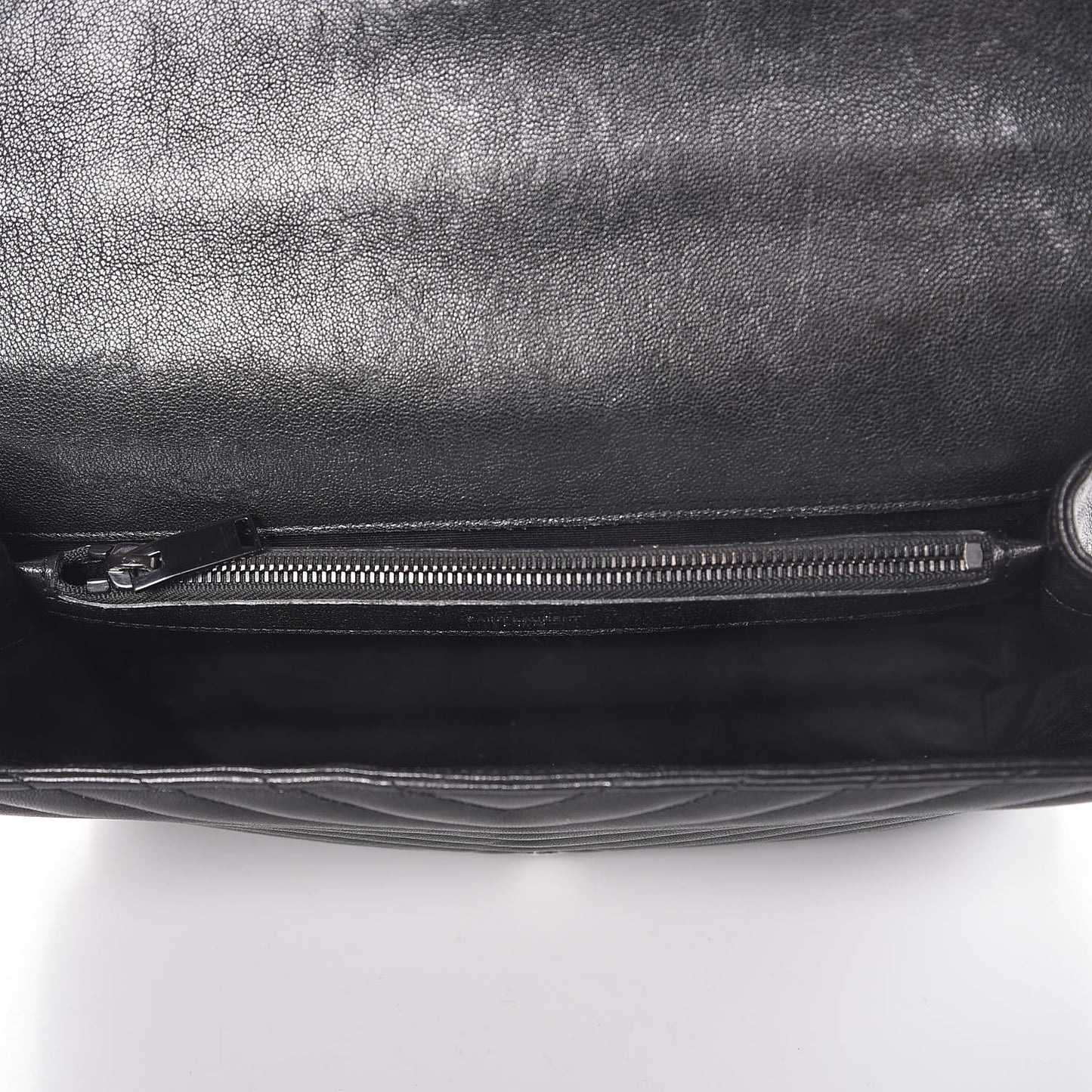 Sheepskin Matelasse Chevron Monogram Large College Satchel Black
