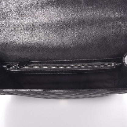 Saint Laurent Sheepskin Matelasse Chevron Monogram Large College Satchel Black 6 of 9