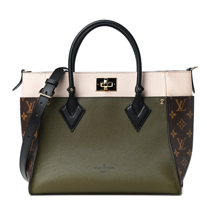 Louis Vuitton Calfskin Monogram On My Side MM Laurier Green Toffee Latte Beige 1 of 4