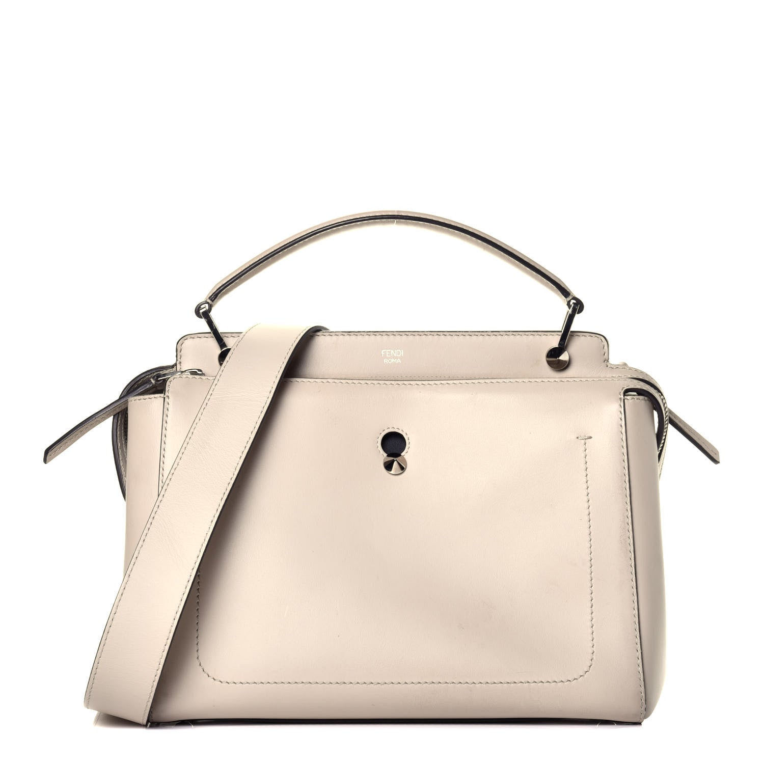 Fendi Vitello Baltico Dolce DotCom Satchel Latte Black 1 of 10