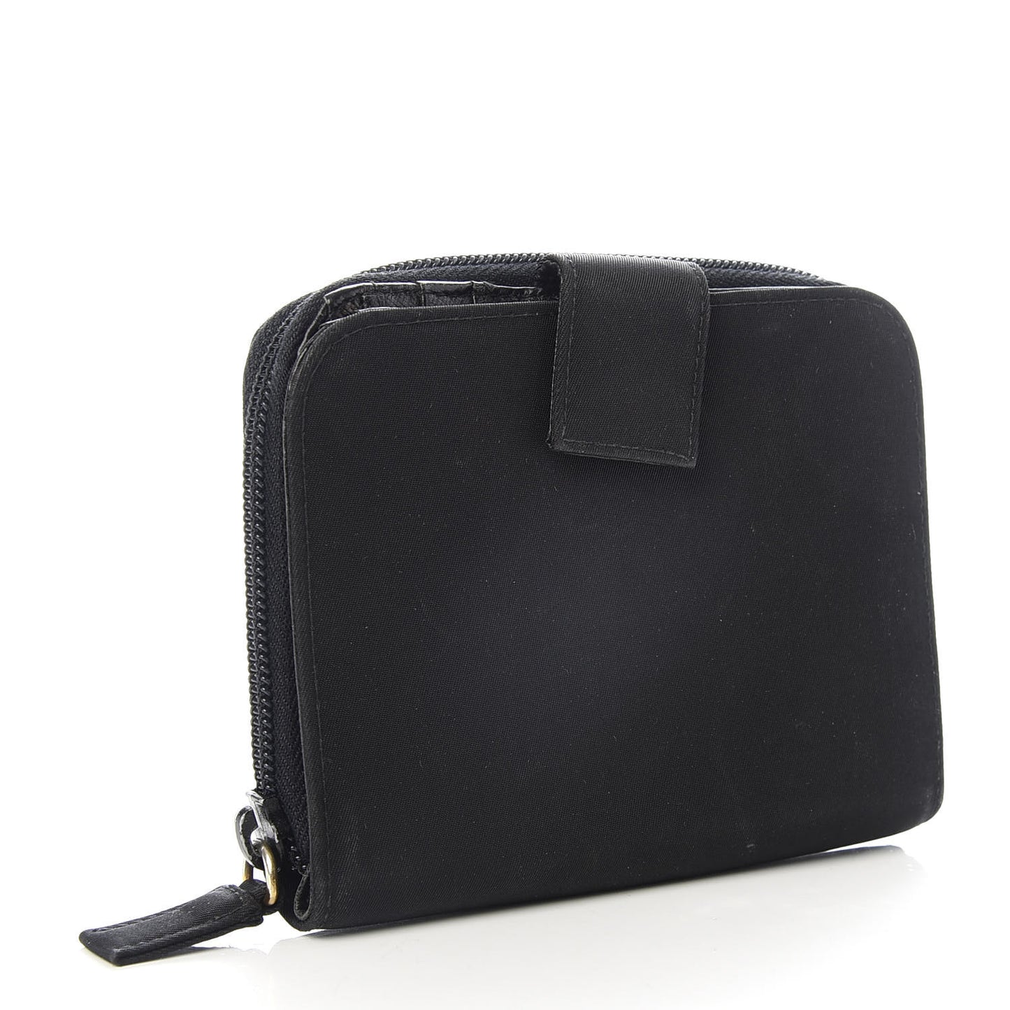 Tessuto Nylon Compact Zip Around Wallet Black