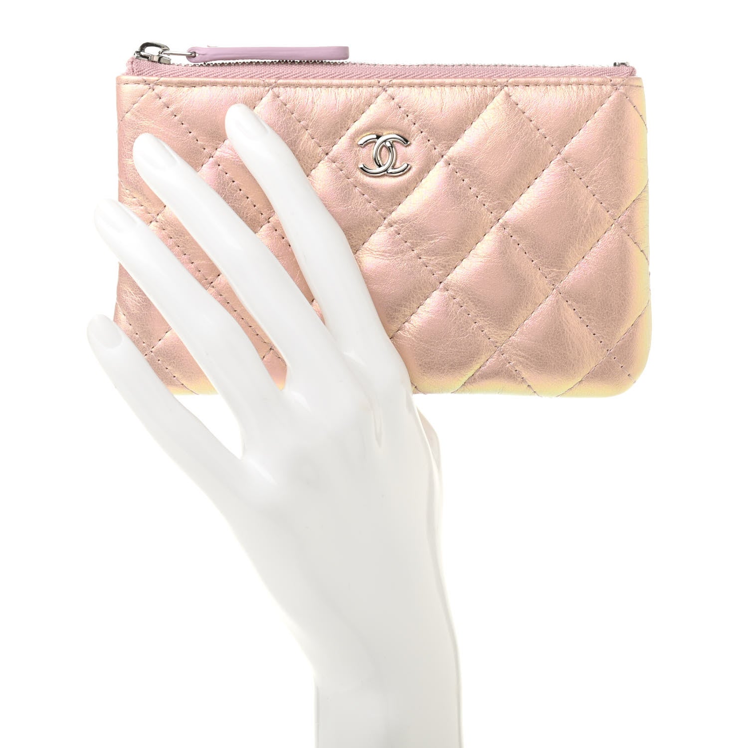 Chanel Iridescent Calfskin Quilted Small Cosmetic Case Pink 2 of 7