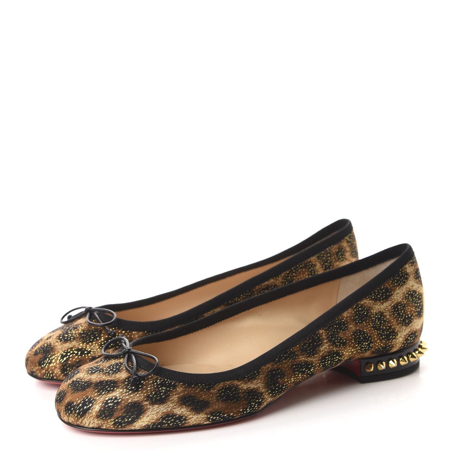 Christian Louboutin Lurex Leopard La Massine Flats 39 Black Gold 3 of 9