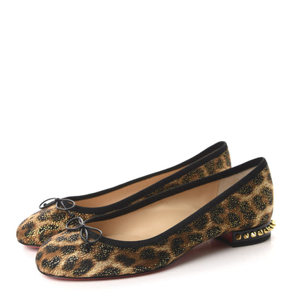 Christian Louboutin Lurex Leopard La Massine Flats 39 Black Gold 3 of 9