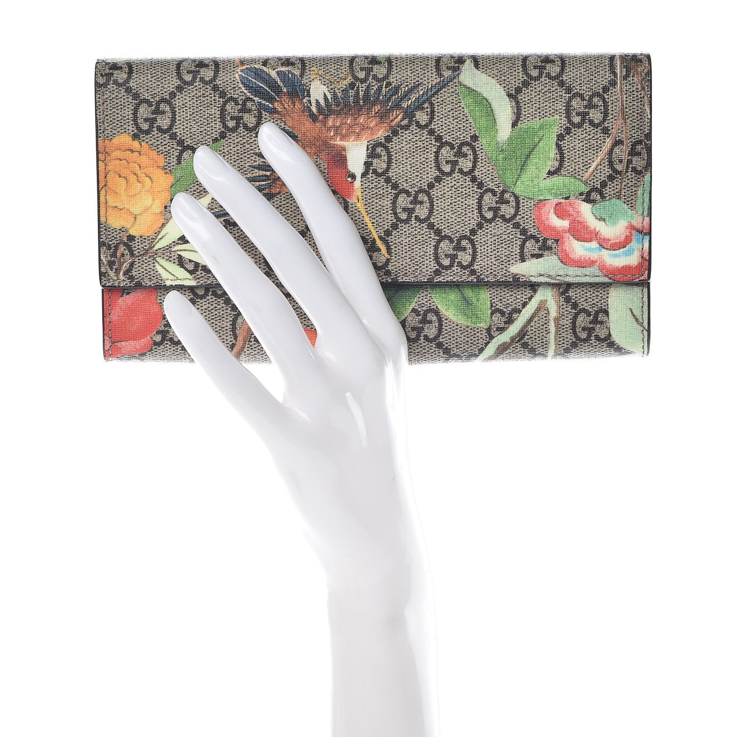 Gucci GG Supreme Monogram Tian Continental Wallet Beige Multicolor Red 2 of 7