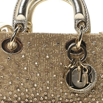 Christian Dior Metallic Lambskin Crystal Beaded Embroidered Micro Lady D-Joy Gold 8 of 11