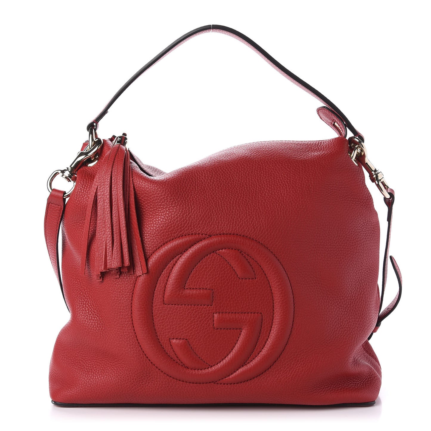 Pebbled Calfskin Large Soho Hobo Tabasco Red