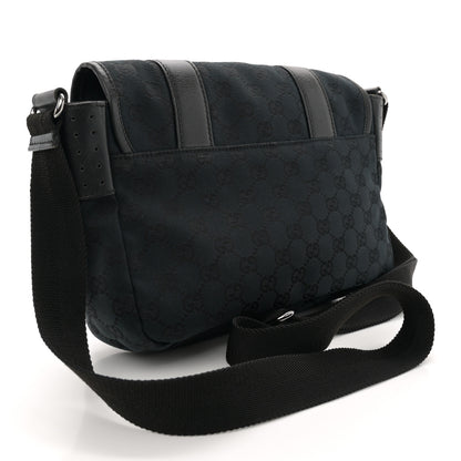 Gucci Monogram Small Double Buckle Flap Messenger Bag Black 3 of 12