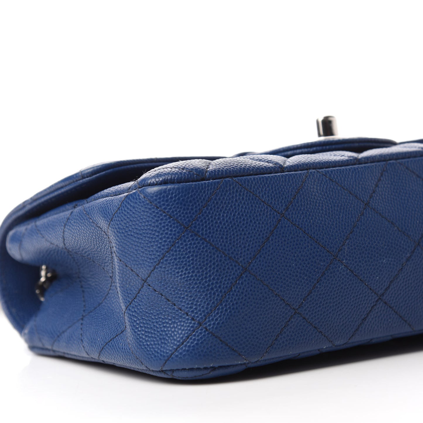 Caviar Quilted Mini Rectangular Flap Blue
