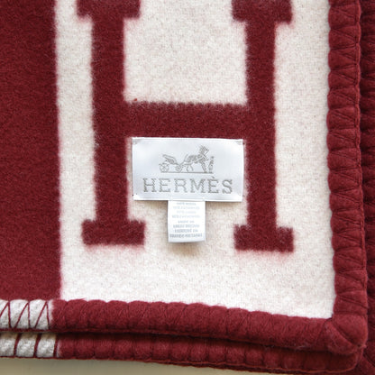 Hermes Wool Cashmere Avalon III Blanket Ecru Rouge H 4 of 4