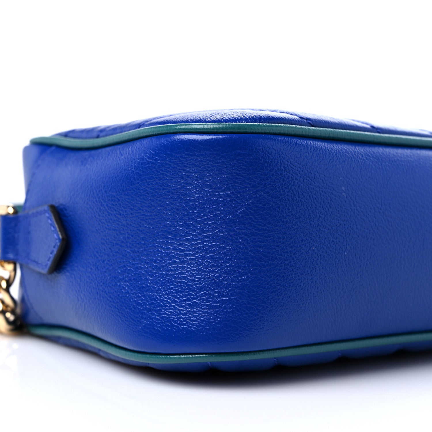 Gucci Azalea Calfskin Enamel Matelasse Diagonal Small Torchon GG Marmont Chain Shoulder Bag Imperial Blue Pavone 9 of 14