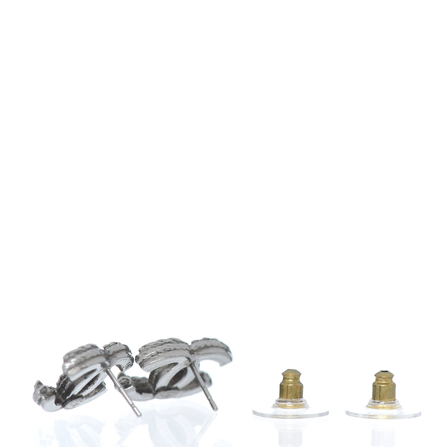 Chanel Metal CC Chain Earrings Dark Silver 3 of 4