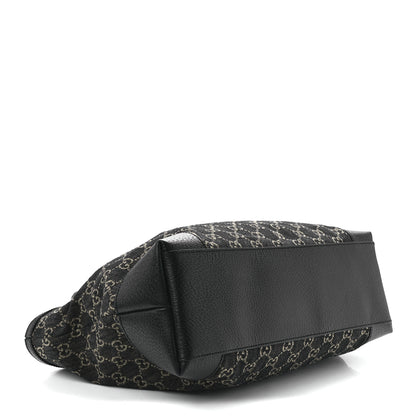 Gucci Jacquard Black Denim GG Monogram Medium Ophidia Shopping Tote Black Ivory 3 of 10