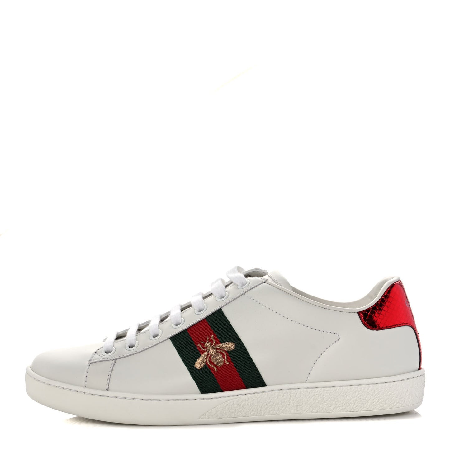 Calfskin Ayers Bee Embroidered Womens Ace Sneakers 38.5 White Green