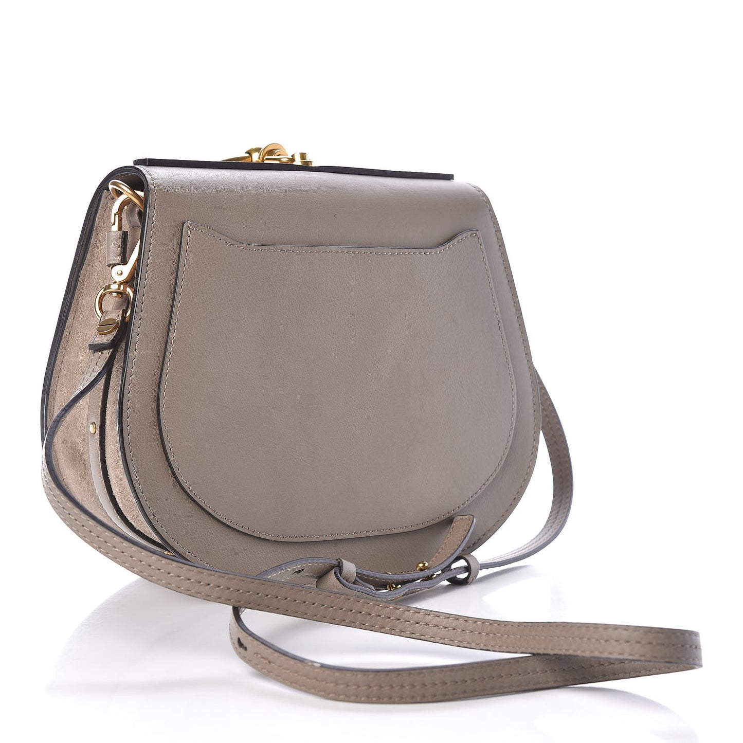 Calfskin Suede Medium Nile Bracelet Bag Motty Grey