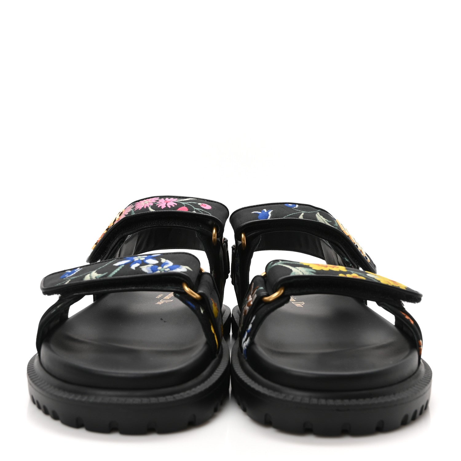 Christian Dior Technical Fabric Petites Fleurs Print Dioract Sandals 37 Black Multicolor 3 of 9