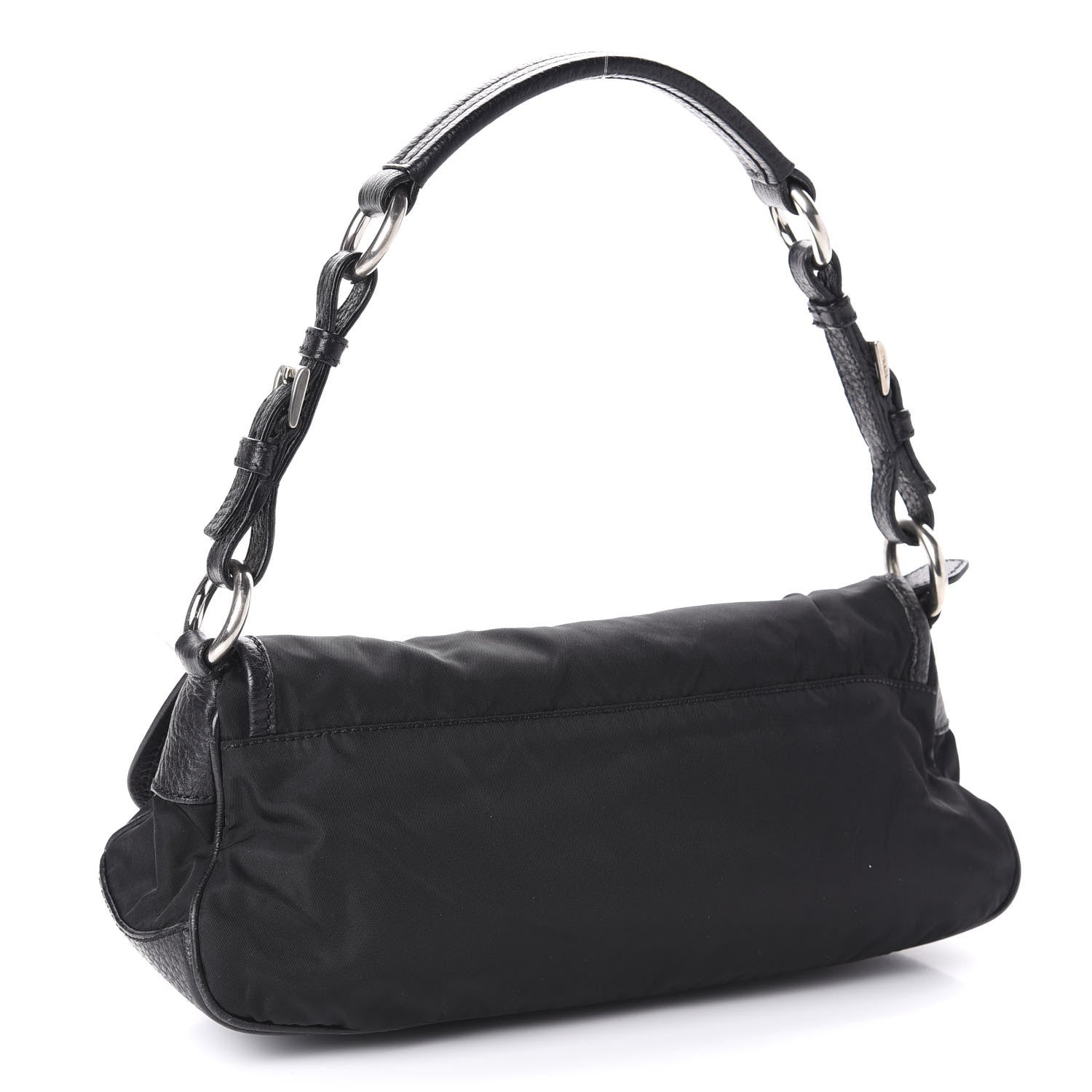 Prada Nylon Vitello Daino Shoulder Bag Black 2 of 9