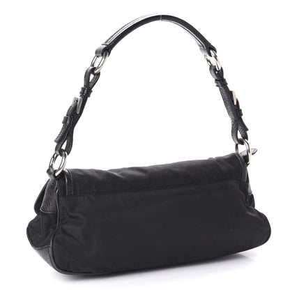 Prada Nylon Vitello Daino Shoulder Bag Black 2 of 9